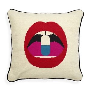 Jonathan Adler Lips Full Dose Needlepoint Pillow